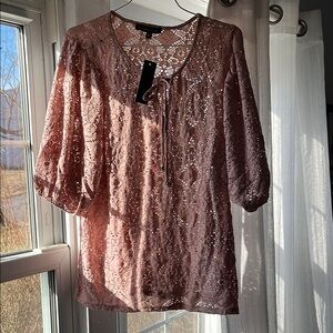 Adrienne Vittadini mauve lace Blouse size large NWT